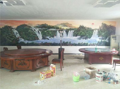  黑水墙绘-写实风景