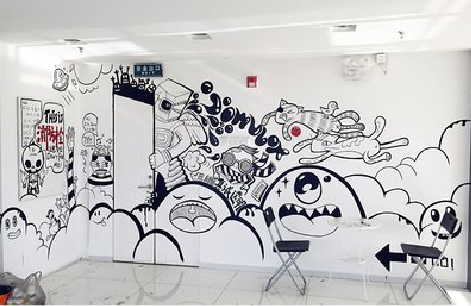  黑水手绘墙并非传统涂鸦。